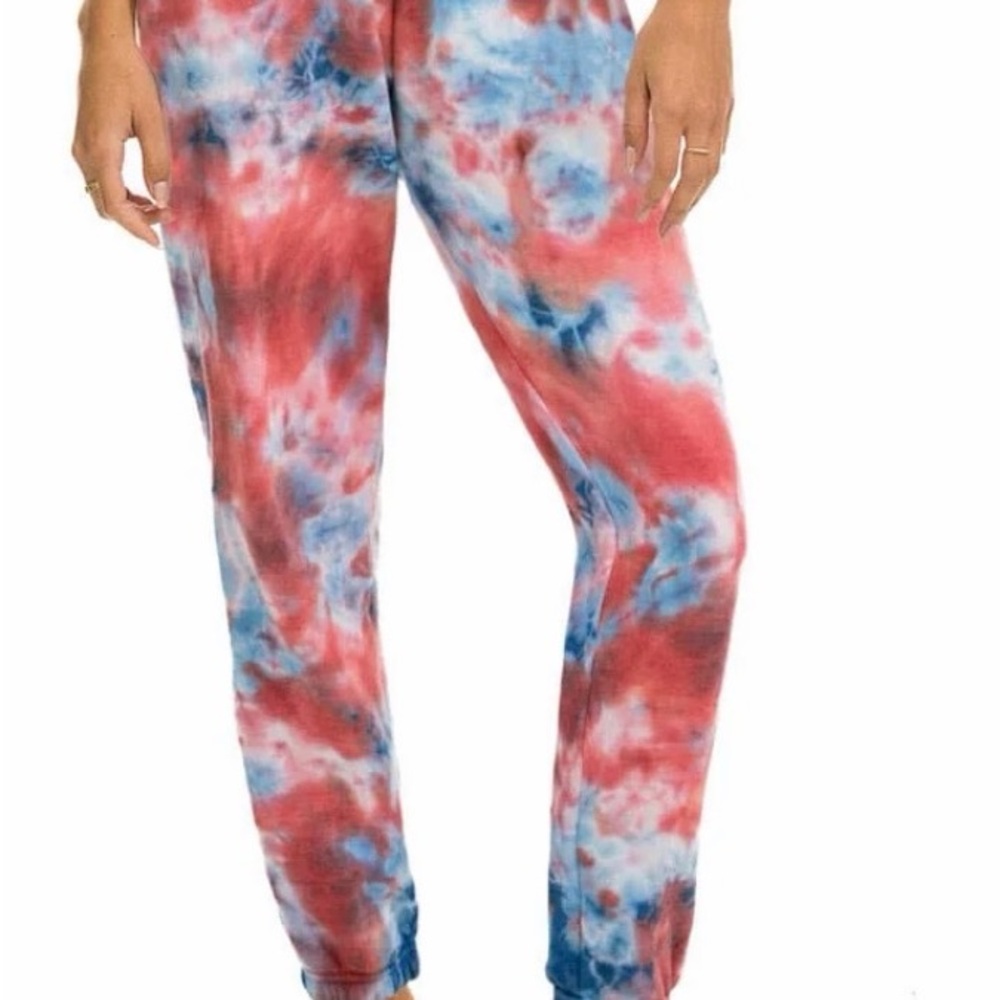 AVIATOR NATION LIGHT WEIGHT HAND DYED SWEATPANTS - TIE DYE RED